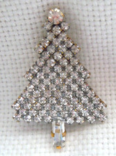 kleine Strass Brosche --- Weihnachten- Weihnachtsbaum  -  W 147  Gablonz/Böhmen