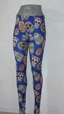 EXKLUSIVE Designer Leggins TATTOO Leggings SKULL Totenkopf Elasthan S M L XL Neu