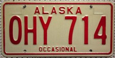 Alaska Nummernschild USA Kennzeichen Schild US Occasional License Plate OHY 714