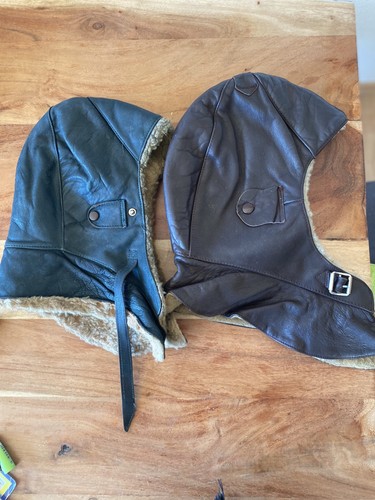 Vintage lederhaube - 2x,