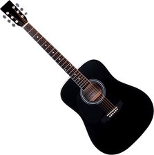 B-WARE Dreadnought Westerngitarre Stahlsaiten Linkshänder Akustik Gitarre Black