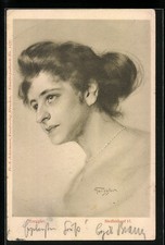 Künstler-AK H. Torggler: Studienkopf 17 - Zeichnung einer weiblichen Büste 1901 