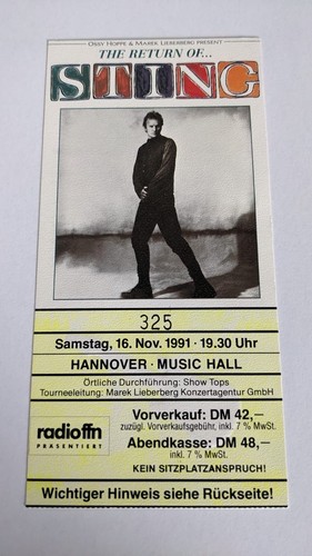 Sting ticket konzertkarte - sting,