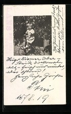 Ansichtskarte Kleinkind fährt mit seinem Dreirad, Spielzeug 1919 