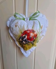 1 Herz, Stoff Herz, Anhänger, Fensterdeko, Frühling 