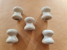 5 Stk. Isolator 3,2 cm Vintage Keramik Rolle Hausinstallation antik um 1900 