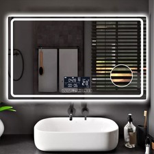 LED Badezimmerspiegel Badspiegel mit Beleuchtung Beschlagfrei Wandspiegel Uhr