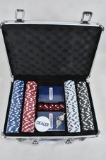 C26P11- Vintage BF Goodrich Poker Koffer mit Würfeln Chips Karten 