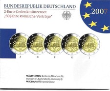 5x2 Euro Gedenkmünzenset Deutschland 2007 " 50 Jahre Römische Verträge " PP