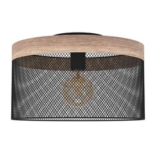 Deckenlampe Industrial Deckenleuchte aus Draht in schwarz und Holz in Nussbaum