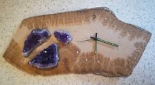 XL Special Wanduhr mit 3 x Amethyst + Strass Uhr auf Fliese Quartz Deko B=54cm!!
