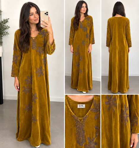 Ant damen maxikleid samt - maxikleid,