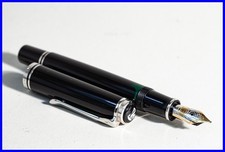 PELIKAN Kolben Füller M805, Souverän Serie in Schwarz & Silber mit B 18K Feder