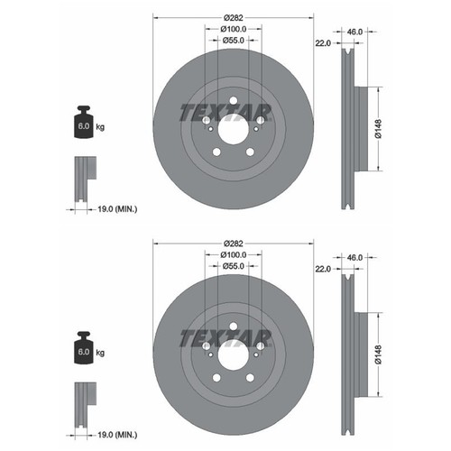 Textar bremsscheiben vorne - textar,