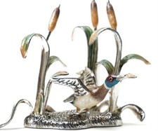 Silber und Emaille Ente auf