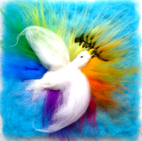 Wollbild regenbogen - ♥wollbild,