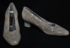 Vintage Fest Abendschuhe Pailetten Stickerei Perlen bestickt Pumps Stöckelschuhe