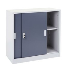 B-Ware Aktenschrank Preston MCW-F41, mit Schiebetüren 90x90x45cm anthrazit