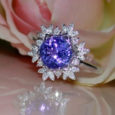 2,50 Kt Rund Blau Cluster Halo