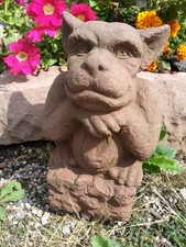 Gargoyle Hund Wächter sitzend Haus Garten Wächter in Kunst Sandstein Antik H 58