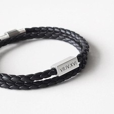 Armband Leder Personalisiert Herren Schwarz Echtes Lederarmband Männer Geschenk