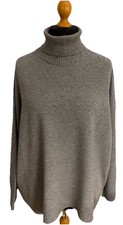 Damen Rollkragenpullover oversized, Gr. L, mittelgrau 