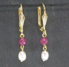4mm Edelstein Rubin Ohrringe Süßwasserperle Massiv 333 Gold 8 Karat  (42