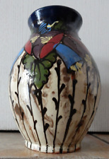 Sehr schöne Jugendstil Vase Hubert Rothe Villingen Schlickermalerei signiert