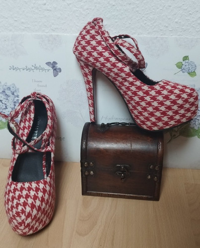 Sexy high heels rot kariert - high-heels,