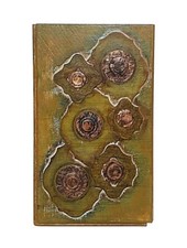 Bild abstrakt modern klein Wand Deko Collage Steampunk grün kupfer braun Metall 