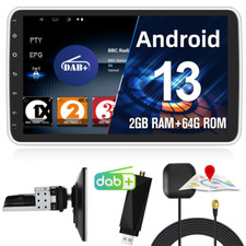 64GB 10.1" Android 13 Carplay Autoradio GPS Navi 1DIN Drehbarer Bildschirm+DAB