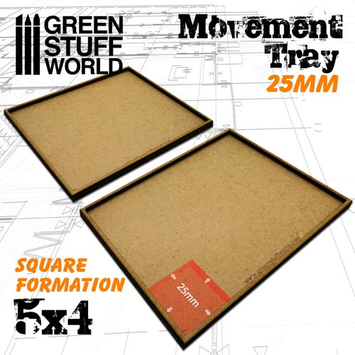 Mdf regimentsbases 25mm 5x4 - 25mm,