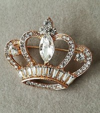 Kronen Brosche Gold Glitzersteine Prinzessin Königin Royale Königliche Elegante