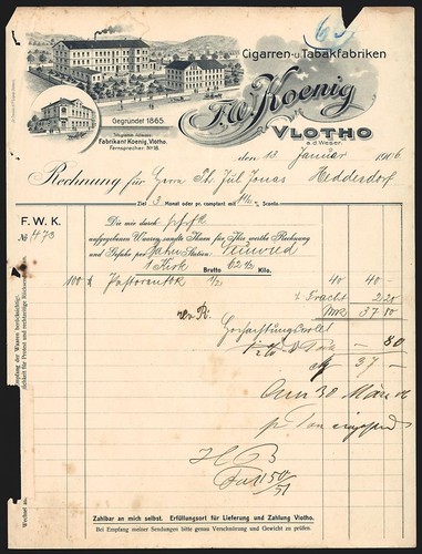 Rechnung vlotho 1906 w - 1906,,