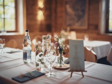 Hochzeit Tischdeko-Set - Schwimmkerze, Mini-Staffelei, Holzscheibe