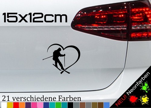 Herz skifahrer aufkleber - herz,