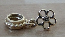 Pandora 14 kt GOLD durchbrochener Hänger Blume Charm mit Diamant