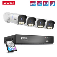 ZOSI 4K PoE Überwachungskamera Set Außen 8CH 2TB NVR 4x8MP Farbnachtsicht Kamera