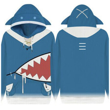 VTuber Gawr Gura Blauer Kapuzenpulli Cosplay 3D Bedrucktes Sweatshirt Pullover