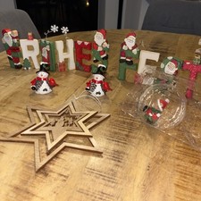 Weihnachtsdeko 6 Teile Dekobuchstaben Holzstern Figuren Und Glaskugel Dekoration