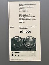 Braun HiFi Stereo Tonbandgerät TG 1000 1970 Vintage Advert Werbung Reklame