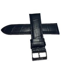 Uhrenarmband Schwarz Dornschließe  Leder Kroko Optik 25 mm Armband 27012507SKO