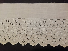 (€5,00/m) Weiße Wäsche Spitze 7,5 cm hohe Borte Baumwolle Lochstickerei