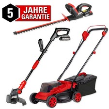 WALTER Rasenmäher Heckenschere Rasentrimmer Ladegerät 20V Akku Geräte Set 2024