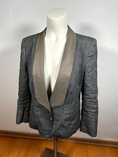 Drykorn Smokingblazer Damen 40 L Grau Leinenmix Revers Einreiher Gebraucht