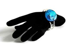 Muranoglas Armspange Armband Scharnier 3cm Glasstein blau lila handgefertigt