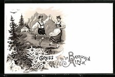 Lithographie Tanzendes Paar in