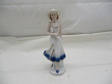 Vintage Porzellan Figur Skulptur „Junge Dame mit Sommerkleid“ – 20x8 cm