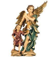 Statue San Raphael Erzengel CM 12 IN Holz Der IN Gröden Hand-Dekorierte