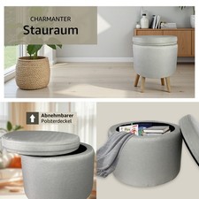 Multifunktion Hocker mit Lagerfläche - Rundes Sitzmöbel Ø36cm als Fußstütze